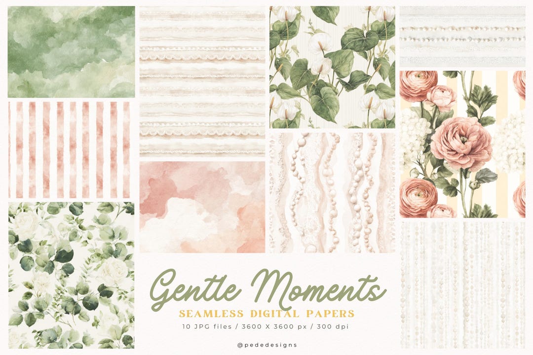 Shabby Chic Digital Papers| Floral Seamless Patterns | Vintage Lace ...