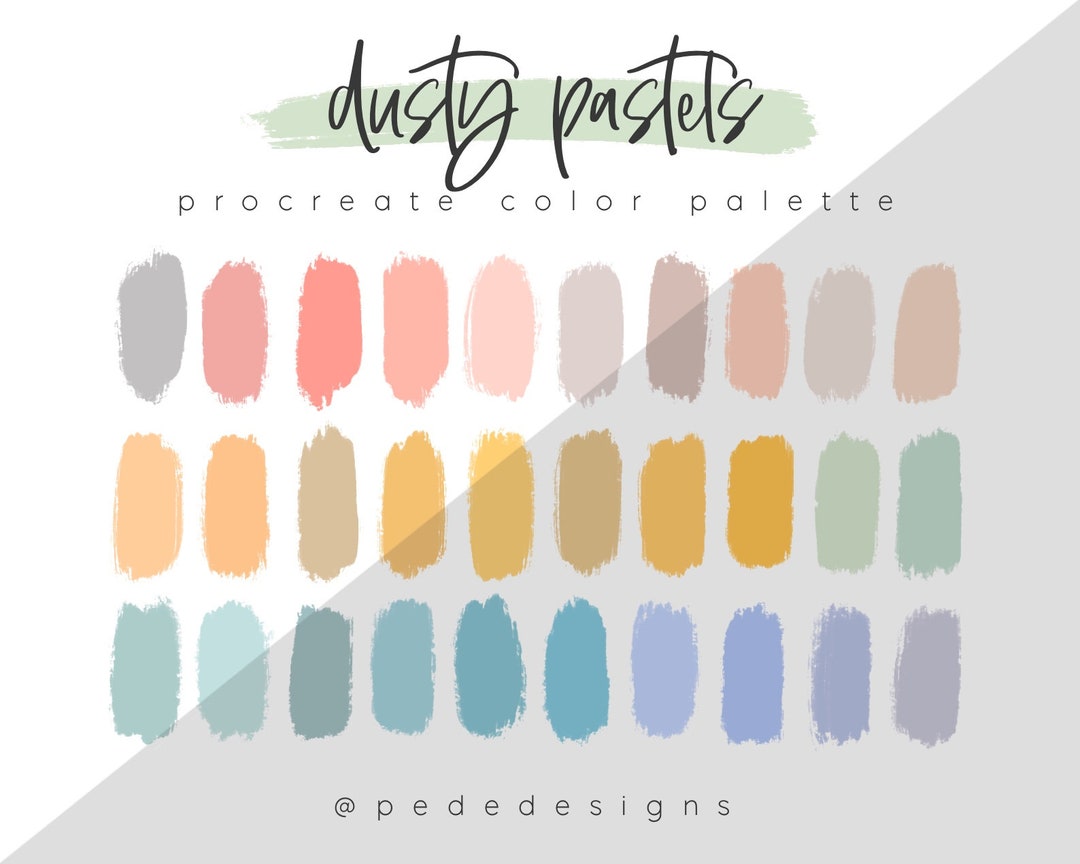 Dusty Pastels Procreate Color Palette Color Swatches Ipad Etsy