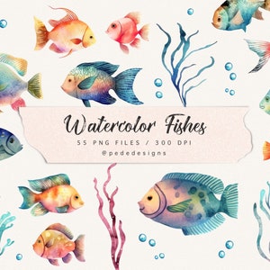 Aquarell Fische Clip Art, tropische Fische png, Unterwasser Clipart, Ozean, Natur png, Meerestiere, bunt, download