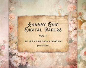 Papier numérique Shabby Chic, textures vintage, pages de journal indésirable, scrapbooking romantique, papiers en détresse, bricolage imprimable, téléchargement