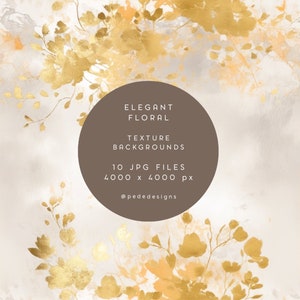 Elegante bloemenachtergronden, digitaal papier, abstracte kunst, bloemenachtergrond, uitnodigingspapieren, neutrale kleuren met goud, botanisch, downloaden