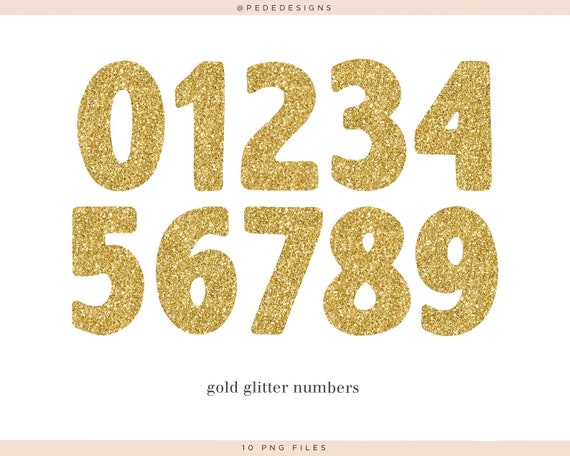 Gold Glitter Numbers Clipart Gold Glitter Digital Numbers - Etsy UK