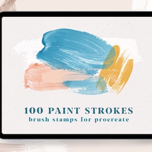 100 pinceles de sello de trazo de pintura para Procreate, conjunto de procrear, pinceles realistas, formas pintadas a mano, trazos acrílicos, diseño, descargar