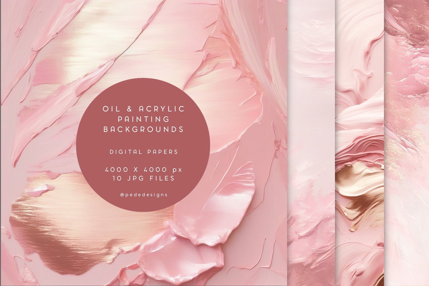 BUY 3 PAY FOR 2, Acrylic Digital Paper With Rose Gold Paint Splatters,  Acrylic Wallpaper, Acrylic Textures, Rose Gold Background, Paper Pack 