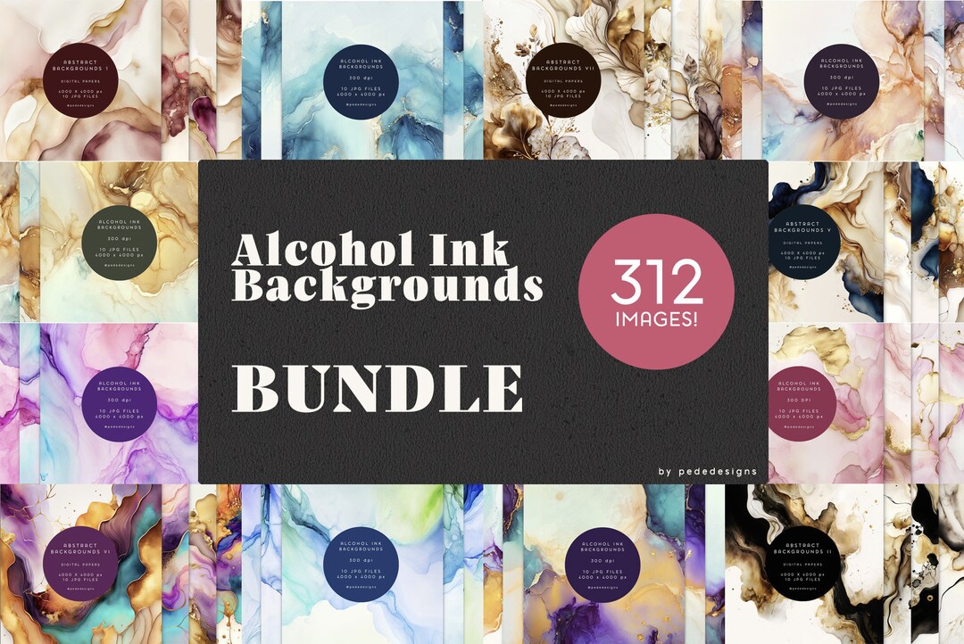 Abstract Alcohol Ink Backgrounds, Digital Paper Pack, Alcohol Ink Art ...