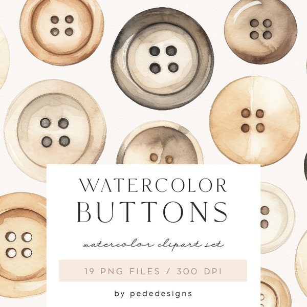 Watercolor Buttons, watercolor sewing clipart, button png graphics, button clipart, sewing studio logo, planner stickers, download