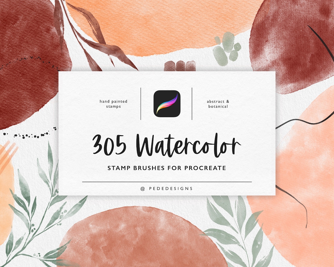 305 Watercolor Stamp Brushes for Procreate, Procreate Set, Floral ...