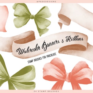 Aquarell Band Stempel für Procreate, Banner Pinsel, Formen Procreate Pack, Band Bogen Stempel, Procreate Planer, Kartengestaltung, Download