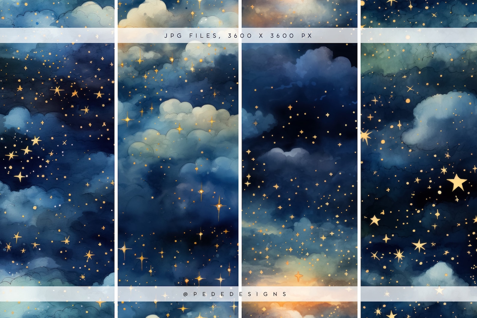 Watercolor Night Sky Digital Paper, Nursery Digital Paper Pack ...