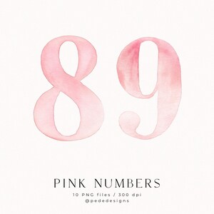Watercolor Pink Numbers Clipart – Hand Painted Number Set 0-9 | Soft Blush Typography | Baby Birthday 10 PNG image 6