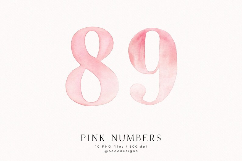 Watercolor Pink Numbers Clipart – Hand Painted Number Set 0-9 | Soft Blush Typography | Baby Birthday 10 PNG image 6