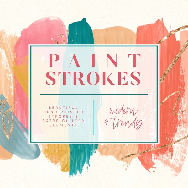 Paint Strokes Clip Art, paint brush clipart, acrylic paint, glitter confetti, brush strokes, pink, blush, commercial use, png, download