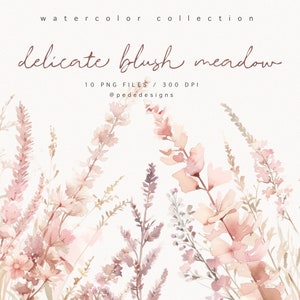 Blush Wiese, wilde Blumen in Aquarell, Rahmen, Rahmen, Rahmen, Rahmen, Rahmen, Rahmen, pink blush, lila, Rahmen, Download, Download