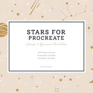 Star brushes for Procreate, stamp brushes, brush set for ipad, pattern brushes, dynamic brushes, confetti, moon brushes, cosmos, download