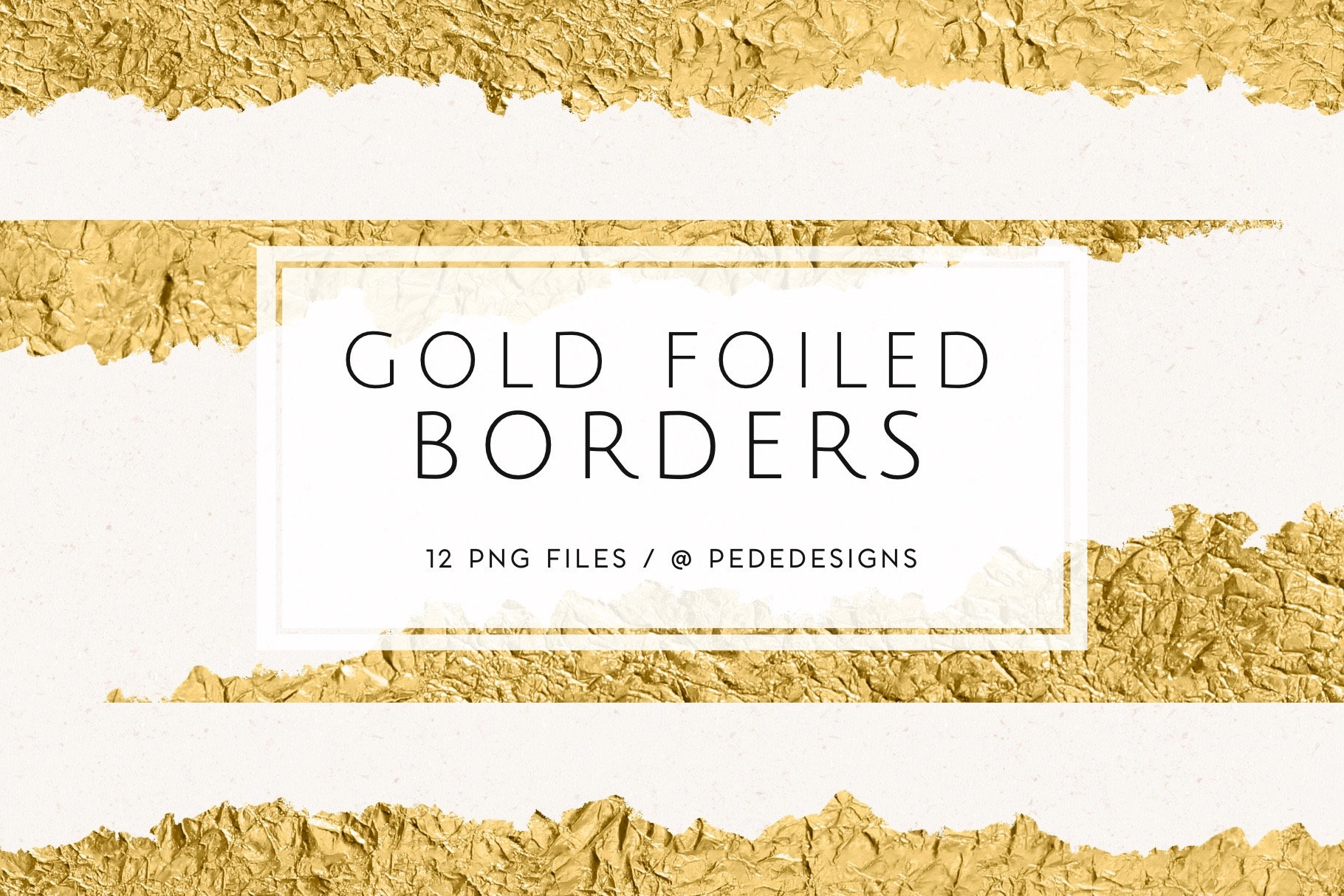 Gold Foil Flake Clipart, Gold Borders Overlays, Gold Foil Frames