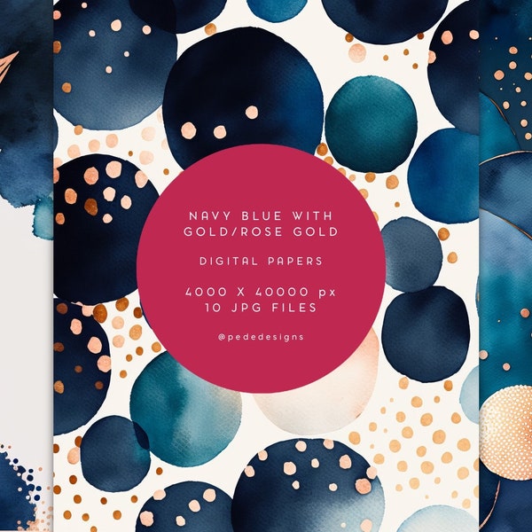 Rose Gold Navy Art Etsy