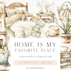 Home Is My Favorite Place, home, sweet home, home sweet home, Bett, Kissen, Bücher, Aquarell png, Kleidung, Kamin, Download