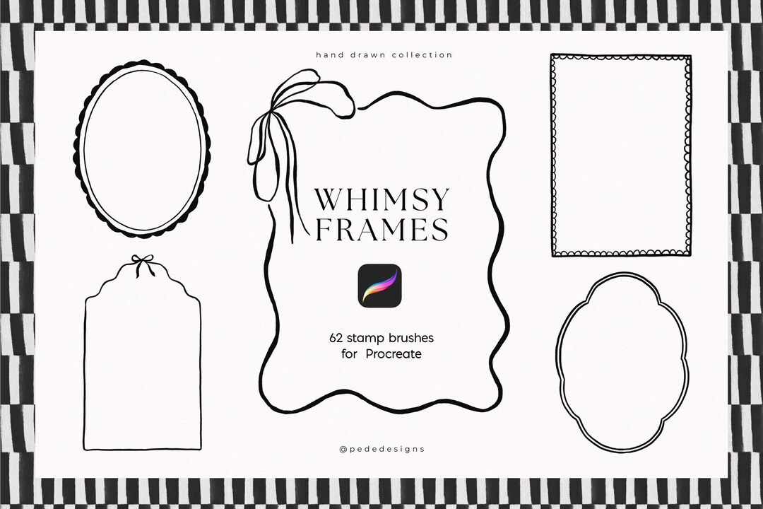Whimsy Frames Procreate Brushes – 62 Hand Drawn Frame & Border Stamps ...