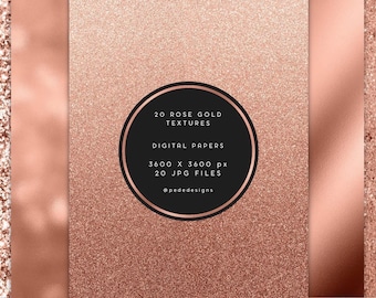 Rose Gold Glitter Textures: Shimmer Foil Digital Papers (Digital Download)