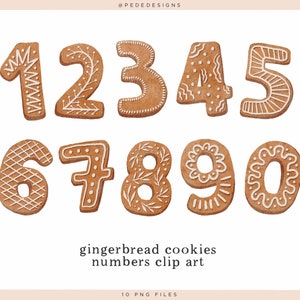 Clipart de numéro de pain d'épice, numéros de Noël, biscuit de pain d'épice, célébration, clipart de Noël, joyeux et lumineux, téléchargement