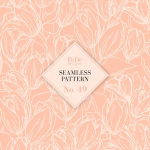 Seamless Pattern No. 49, floral background, botanical pattern, hand painted flowers and leafs, brush drawing, custom fabric design, download