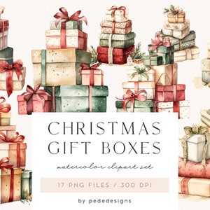 Weihnachten Geschenkboxen Clipart, Aquarell Geschenk, Weihnachten Clipart, Aquarell Geschenkboxen, Weihnachten, Download