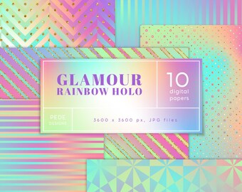 Glamour Rainbow Holographic, gradient backgrounds, rainbow digital paper,  digital wallpaper, commercial use, instagram background, download