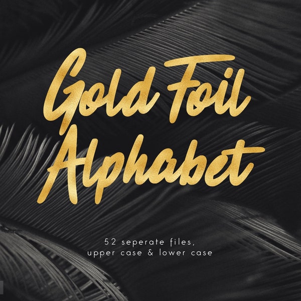 Gold foil alphabet clipart, gold foiled digital alphabet, letters clipart, upper case, lower case, brush alphabet, download