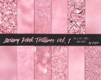 Luxury pink digital paper, bokeh texture, pink glitter texture, pink foil background, glam papers, metallic, download