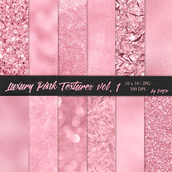 Luxury pink digital paper, bokeh texture, pink glitter texture, pink foil background, glam papers, metallic, download