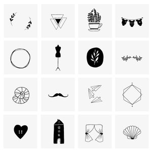 60 hand drawn elements, flowers clipart, hand drawn logo clipart, wreath, geometric, logo, wedding, vectors, download, image 2