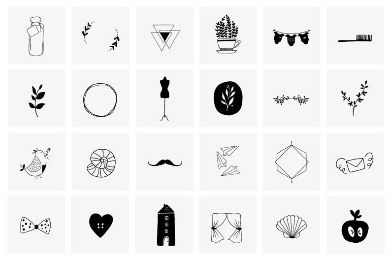 60 hand drawn elements, flowers clipart, hand drawn logo clipart, wreath, geometric, logo, wedding, vectors, download, image 2