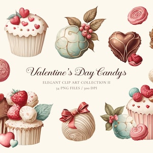 San Valentín Candys Clip Art, cupcake png, clipart de amor, clipart de dulces, elegante, clip art de boda, tarjeta romántica, chocolate, descargar