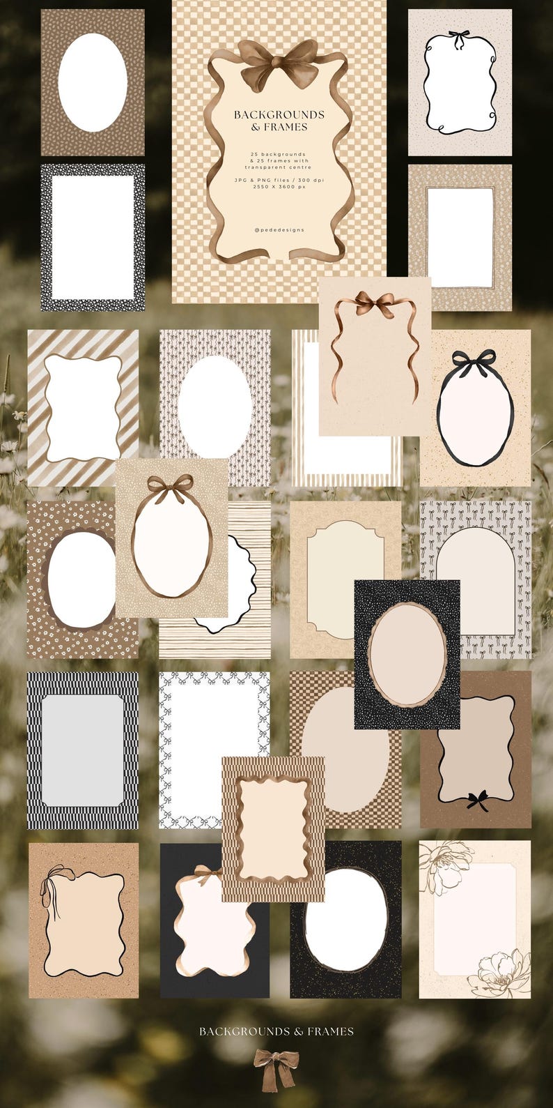 Timeless Neutral Design Kit – Elegant Bows, Backgrounds, Frames ...