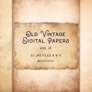 Paquete de papel digital Vintage antiguo, texturas de papel antiguo, fondos de papel envejecido, arte vintage, papel de álbum de recortes antiguo, empherma, descargar