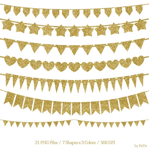 Buy 3 Pay For 2 21 Glitter Bunting Banners Clipart Bunting Etsy