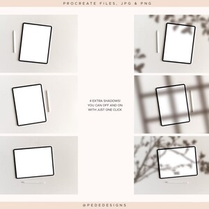 Procreate用のiPadモックアップ8個、使いやすいProcreateファイル、追加の影jpg、png、写真モックアップ、デジタルアートの展示、ダウンロード 画像 2