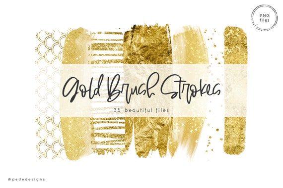 Gold Sparkles Brush Strokes Glitter Confetti Overlay Clipart with  Transparent Background