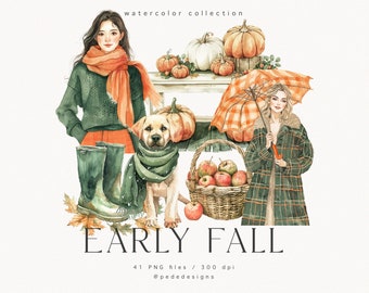 Watercolor Autumn Clipart Set: Cozy Fall Graphics (PNG Download)