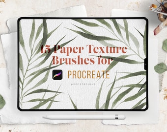 15 Paper Texture Brushes for Procreate, add realism into your digital art, procreate pack, iPad texture, watercolor, vintage, rough download