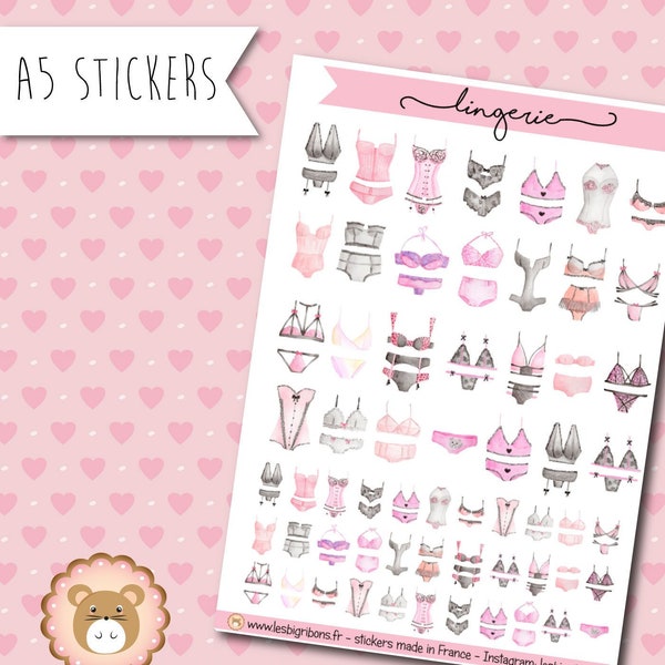 Stickers Lingerie - planche d'autocollants lingerie féminine