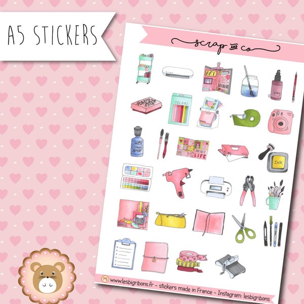 Stickers Scrap & co - planche d'autocollants scrapbooking et activités manuelles