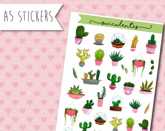 Succulent Stickers - sticker board fat plants and cactus