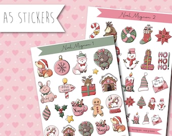 Stickers Noël Mignon - planche d'autocollants de Noël