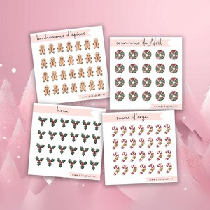 Mini Stickers Noël Mignon - planche d'autocollants un motif - illustrations de Noël