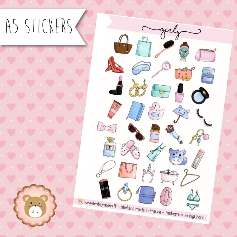 Girly Stickers sticker board for girls Etsy