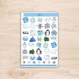 Stickers Hiver - planche d'autocollants neige et motifs d'hiver