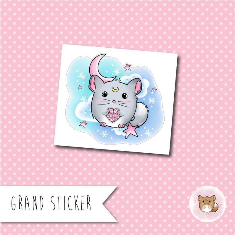 Grand sticker Chichi d'Hiver autocollant chinchilla hiver image 1