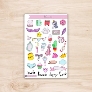 Stickers Kawaii - planche d'autocollants aux motifs enfantins et mignons