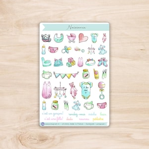 Stickers Naissance - planche d'autocollants naissance bébé